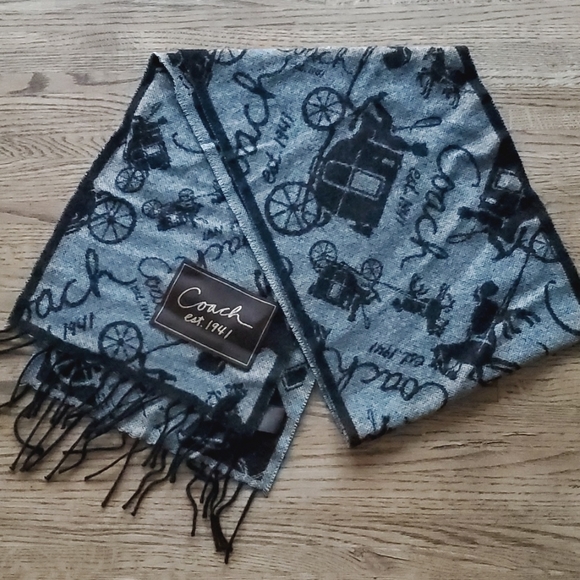 Coach Accessories - Coach Horse & Carriage Grey Wool Cashmere Scarf